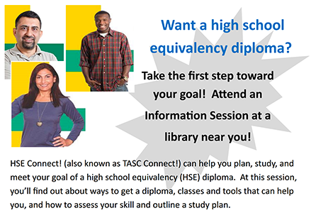 TASC Connect! Get help earning a high school equivalency diploma