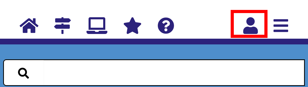 Tap the account icon to display a drop down menu of account options.